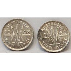 AUSTRALIA 1948 and 1963 . THREEPENCE . EXTREMELY COLLECTABLE